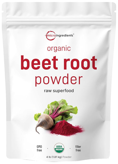 Organic Beet Root Powder, 4 Pounds - High Concentrated Raw Beet Supplement | Cold Pressed, Water Soluble, Non-GMO, Vegan