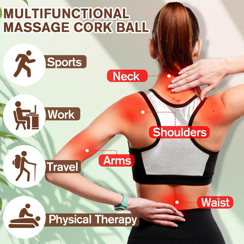 Seenelling 20 2.5 Inch Pcs Cork Massage Ball Solid Hard Myofascial Release Yoga Ball for Back Foot Neck Pain Therapy