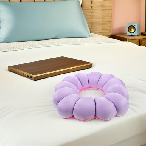 Hemobllo Flower Shaped Donut Seat Cushion Nursing Pillow for Elderly Bedridden Patients, Pumpkin Round Body Positioner