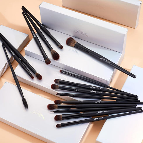 Jessup Eye Brushes Set, Vegan Makeup Brushes with 16pcs Premium Synthetic Brushes for Concealer, Powder, Eyeshadow