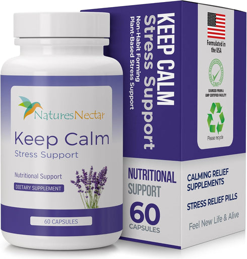 Nature's Nectar Anxiety and Stress Relief Supplements, Keep Calm Capsules with Ashwagandha, 60 Capsules