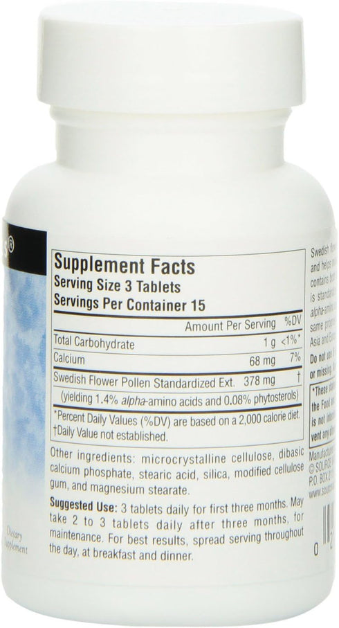 Source Naturals Swedish Flower Pollen Extract 45 Tablets | Supports Prostate Function & Healthy Urine Flow