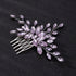 Women Dainty Simple Full Rhinestones Hair Comb, Luxurious Bridal Side Hair Accessories (Light Purple)