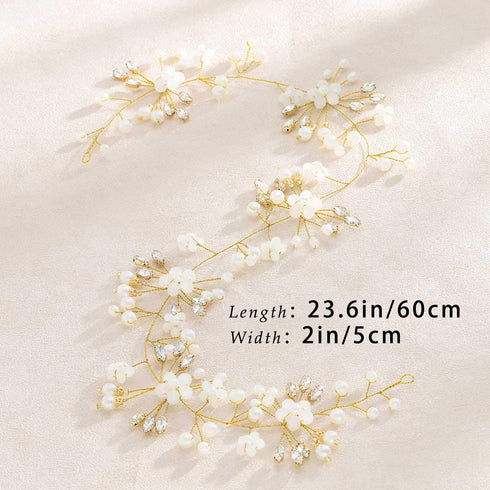 Unicra Bridal Headpiece - Wedding Crystal Flower Hair Vine Headbands - Wedding Hair Accessories (Gold)