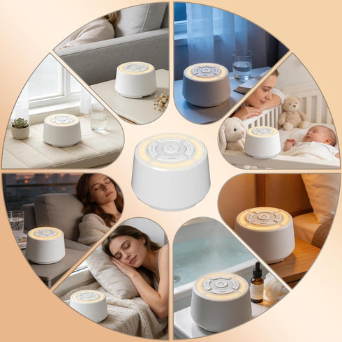 SPLENPAW 16 3-Color Noise Sound Machine with Soothing Sounds, Memory Function, Night Light White Noise Machine