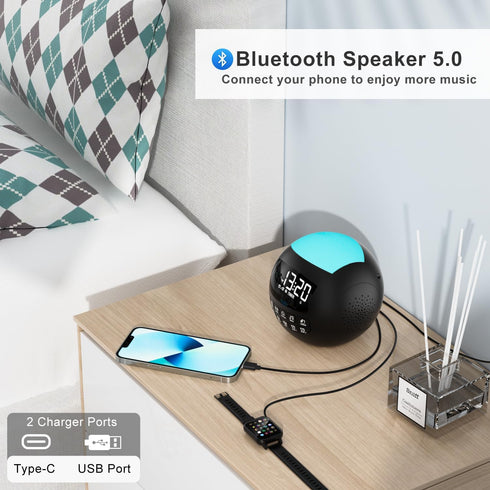 5-in-1 White Noise Sound Machine + Bluetooth + Night Light, 42 Soothing Sounds for Kids and Adults