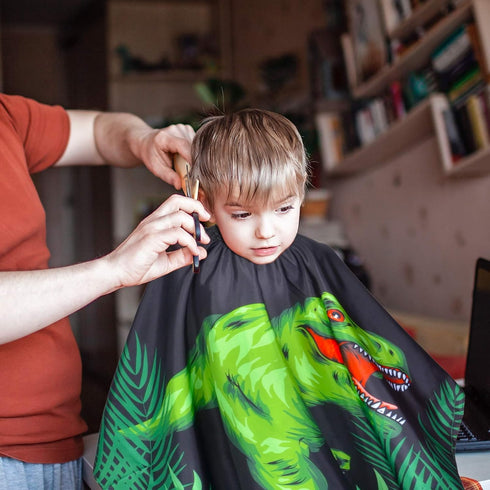 Kids Haircut Cape Waterproof Barber Cape Cover, Dinosaur Hair Cutting Cape for Boys with Adjustable Snap Closure