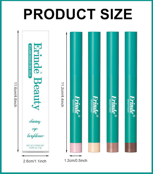 Erinde 4 Colors Eyeshadow Stick, Shimmer Creamy Eye Shadow Makeup, Long Lasting Waterproof Glitter Highlighter Pencil