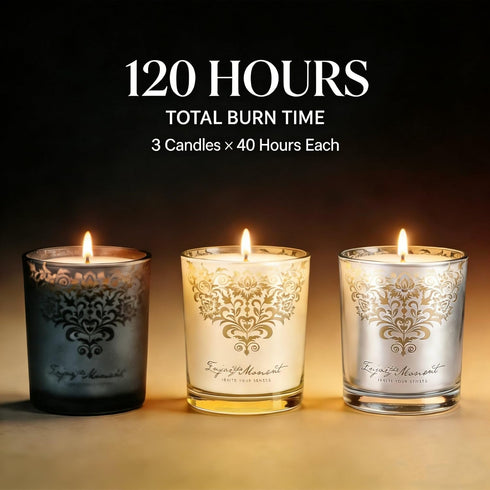 Set 3 Pack 7oz 120H Trimmer Luxury Soy Candle Gift for Women Crystal Glass Aromatherapy Candles, Total Burn Time, Soy