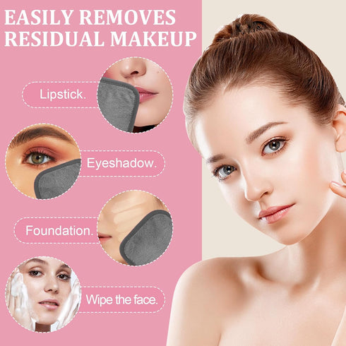 Makeup Remover Cloth, 12 Pack, Ultra Soft Reusable Microfiber Towels for All Skin Types, Grey