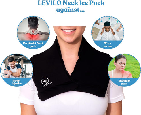 LEVILO Neck Ice Pack Wrap, Reusable Gel for Neck & Shoulders, Hot or Cold Compress for Pain Relief, Swelling,