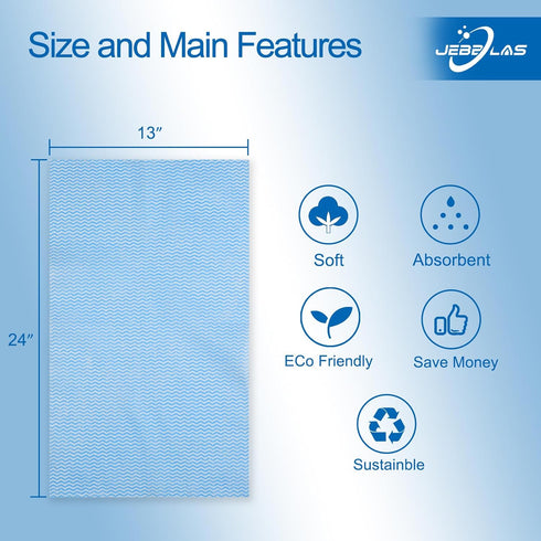 Jebblas Reusable Cleaning Towels and Dish Cloths, Handy Wipes, Disposable, Absorbent, Dry Quickly, 60 Sheets/Pack, White