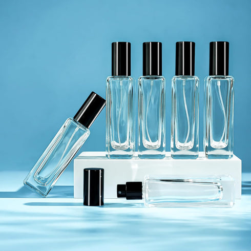 YU FENG 6 Pack Clear Glass Perfume Sprayer Bottle, 30ml Portable Fine Mist Sprayer, Empty Refillable Travel