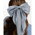 Velscrun Hair Bows for Women and Girls - 4Pcs White Silky, Navy Blue Satin, Grey Big Hair Bows