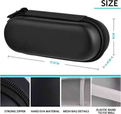 Electric Toothbrush Travel Case, Hard Storage Case, 6 Toothbrush Cover Caps, Fits Oral-B/Philips Sonicare