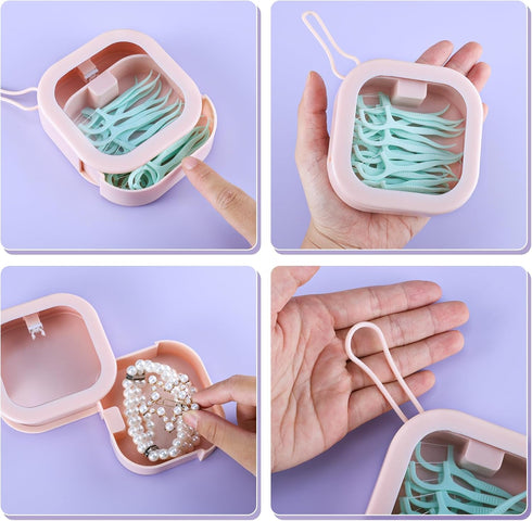 Prudiut 2pcs Hair Tie Organizer, Small Hair Tie Holder for Baby Teen Girl Women, Portable Desktop Storage