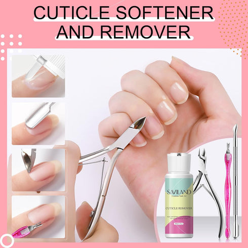 SAVILAND Cuticle Remover Kit Professional Nail Care Manicure Kit - 2.03 OZ Cuticle Remover Liquid Cream with Cuticle Trimmer, Cuticle Nipper and Cuticle Pusher, Christmas Gifts for Women