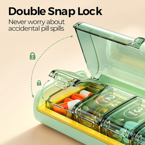 ZHIYES 7 Weekly Pill Organizer,Portable Day Pill Box,Moisture Proof Medicine Pill Organizer,Travel Pill Case