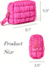 Quilted Makeup Bag, Cute Travel Toiletry Organizer for Women, Hot Pink Puffer Makeup Pouch (M, Hot Pink)