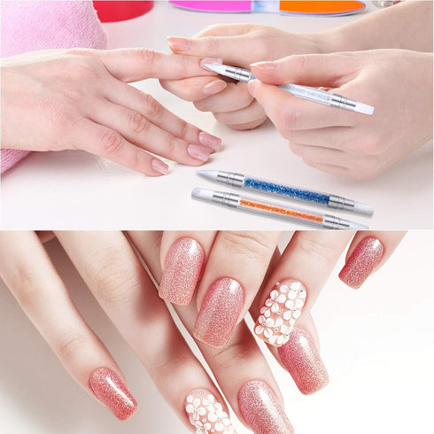 Maitys 10 Pieces Dual Tipped Silicone Nail Tools, Nail Sculpture Pen Brushes for DIY Manicure, Home Salon Kit