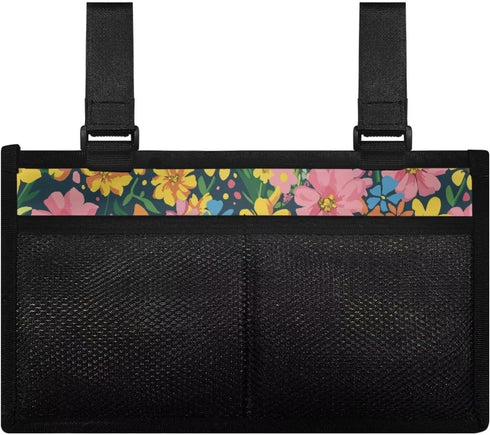 Qehuruxo Colorful Flower Dog Wheelchair Side Bag Wheel Chair Accessories Adults Foldable Wheel Chair Accessories