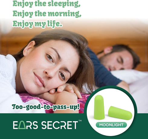 EARS SECRET Foam Ear Plugs for Sleeping, 25+3 Pairs, 38dB Comfortable Noise Cancelling for Travel, Snoring, Concert &