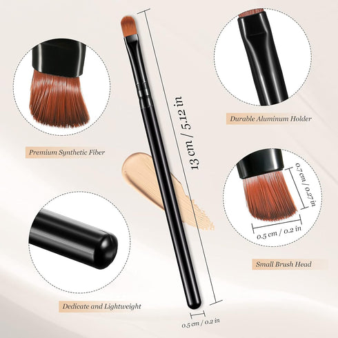 12 Pieces Small Concealer Brush Bulk, Flat Lip Concealer Brush for Under Eye, Synthetic Fiber Makeup for Blending
