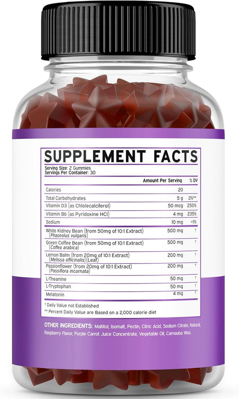 Night Time Fat Burner Gummies (60 Count) Weight Loss & Metabolism Gummies - Sugar Free Raspberry Flavor