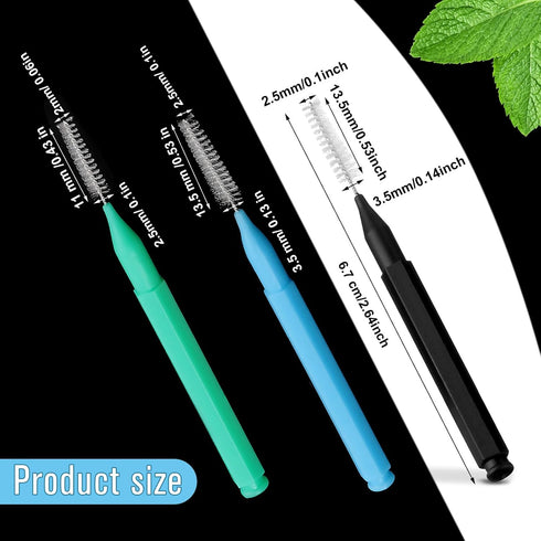 Patelai 100 Pieces Braces Brush for Interdental Cleaning, Tooth Flossing Tool (Black, Blue, Green)