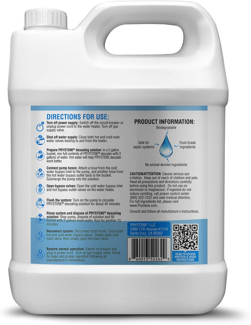 Prystene (32 Tankless Water Heater Descaler Solution Fluid Ounces) - Professional-Grade Descaler/Cleaner Restores