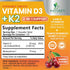 Vitamin D3 K2 as MK-7 with 2000iu of D3 & 75mcg K2, Vitamin K2 D3 Bone Strength Supplements Support Calcium Absorbtion for Teeth & Bone Health + Muscle & Immune Health Support - 120 Chewable Tablets