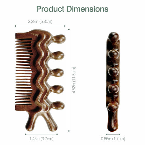 Jaasuee Wooden Massage Comb - Scalp, Neck, and Leg Acupressure Tool - Manual Head Massager for Men and Women