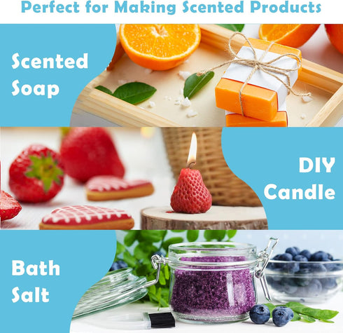 Fruity Fragrance Oil Set 5ml x 10 - Holamay Premium Essential Oils for Candle & Soap Making - Coconut, Strawberry & More