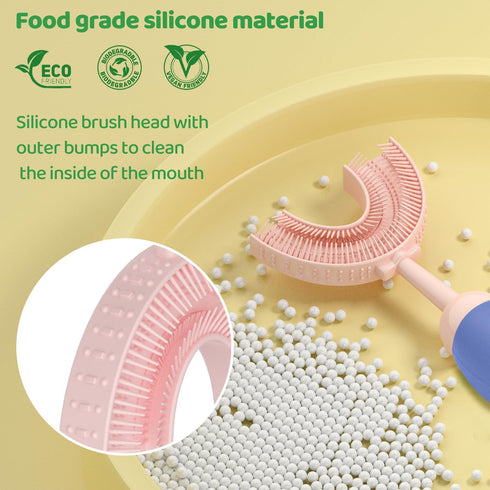 U-Shaped Toddler Toothbrush for Kids 2-6 Years, 360° Manual Whole Mouth Baby Toothbrush with Soft Silicone