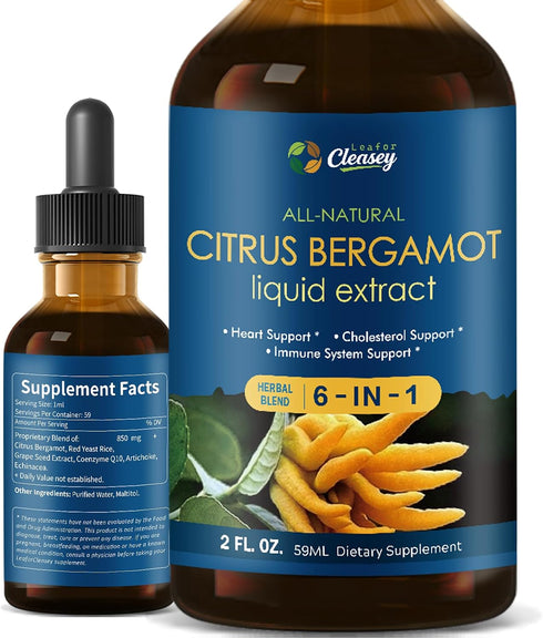 LeaforClensey Citrus Bergamot Liquid Drops for High Cholesterol, Bergamot Extract Blend Supplements with