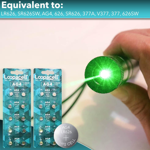 20 x LOOPACELL AG4 LR626 377 1.5V Alkaline Watch Batteries