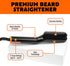 Tame The Wild Premium Beard Straightener - Ionic Anti-Scald Technology - Heated Beard Brush - 3 Temp Settings - Wooden Comb Included - Gift Set