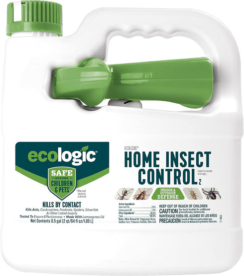 Ecologic Home Insect Control, 64 Fl Oz RTU Spray for Cockroaches, Ants, Spiders, Safe for Kids & Pets