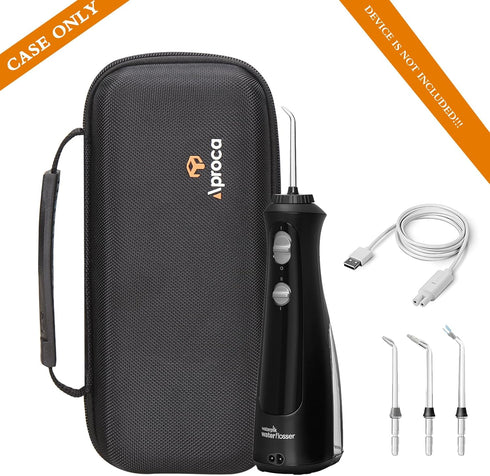 Aproca Hard Travel Storage Case, Black, compatible with Waterpik WF-02 Cordless Flosser and Accessories