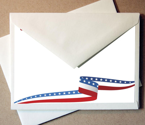 Little Notes by Comptime (40 Patriotic Note Cards Non-foldover Cards and Envelopes) - Premium Cover Stock, Classic