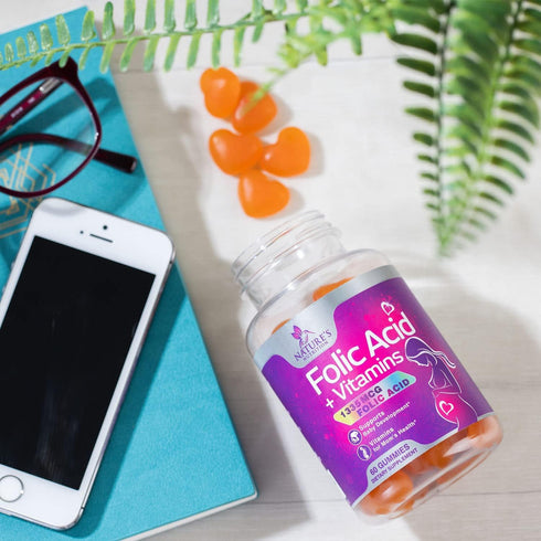 Prenatal Gummy Vitamins for Women with Folic Acid, Vitamin A, C, D3, B12 & B6, 60 Gummies