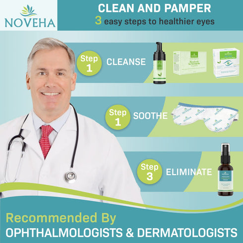 NOVEHA Tea Tree Oil Foaming Cleanser, Therapeutic Daily Skincare for Eyelash & Lids, 2 Pack