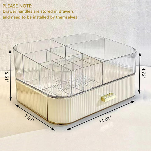MIUOPUR Makeup Organizer with Stackable Drawers, Ideal for Desk and Dresser Countertops, Great for Cosmetics - Cream
