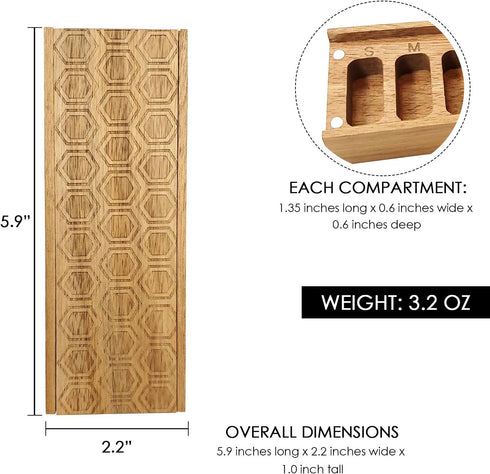 7 Day Weekly Pill Box – Natural Acacia Wood Pill Organizer for Daily Supplements, Vitamins – Pill Container
