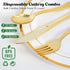 FOCUSLINE 75 Pack Gold Plastic Silverware Disposable Cutlery Set - 25 Forks, 25 Knives, 25 Spoons - Disposable Flatware Heavy Duty Plastic Utensils Set for Catering, Parties, Dinners, Weddings by FOCUSLINE