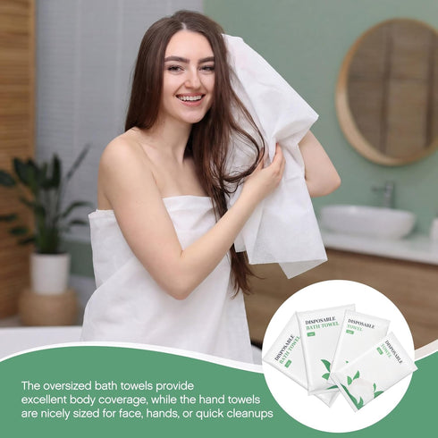 Tegeme 40 Pack Set 20 Pack 55 28 Inches 20 20 12 Inches Disposable Towel Individually Wrapped Include x Bath Towels