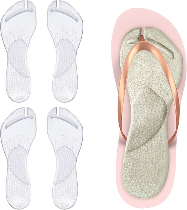 2 Pairs Adhesive Gel Arch Support Cushion Insoles, Invisible Slim Inserts for Pain Relief, Anti-Slip Shock Absorption