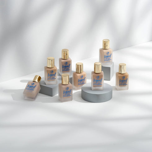 W7 Legend Foundation, Creamy Liquid for Poreless Semi-Matte Medium Coverage, 28ml (Natural Beige)