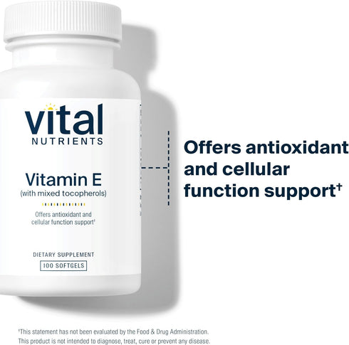 Vital Nutrients Vitamin E with Mixed Tocopherols | Antioxidant Support for Cardiovascular Health | 100 Softgels