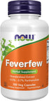NOW Supplements Feverfew, 100 Veg Capsules, Herbal Supplement with 0.5% - 0.7% Parthenolide (Pack of 1)